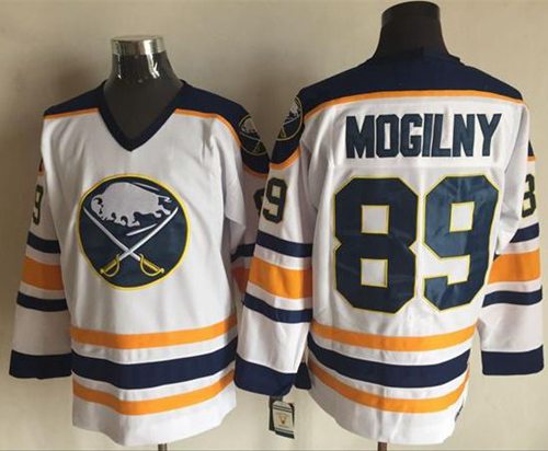 Sabres #89 Alexander Mogilny White CCM Throwback Stitched NHL Jersey - Click Image to Close